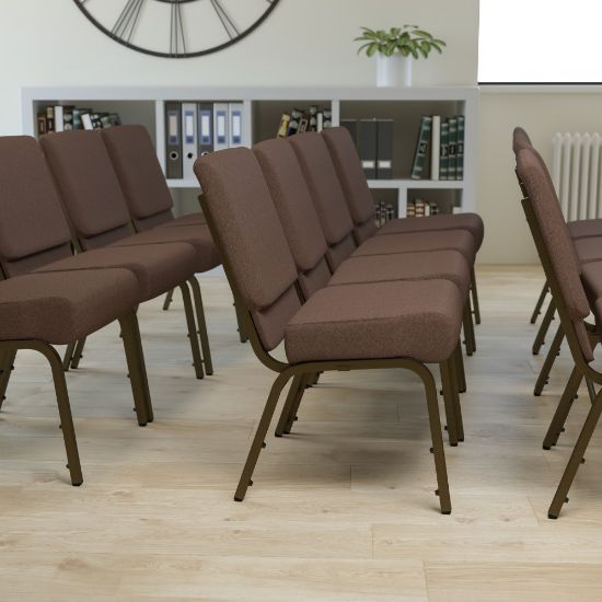 Picture of Flash Furniture HERCULES Extra-Wide Stacking Church Chair, Brown/Gold