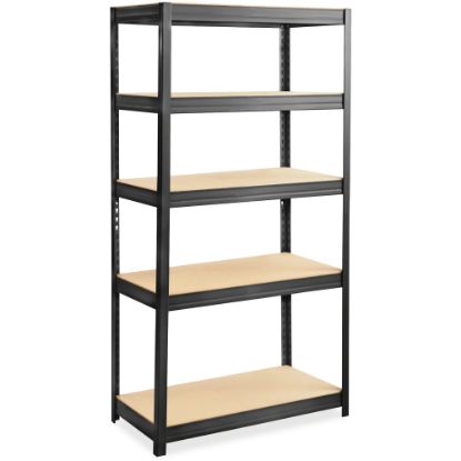 Picture of Safco Heavy-duty Boltless Steel Shelving Unit - 5 Tier(s) - 72in Height x 36in Width x 18in Depth - Floor - Sturdy, Durable, Heavy Duty, Adjustable Shelf - Black - Wood, Steel, Particleboard - 1 Each