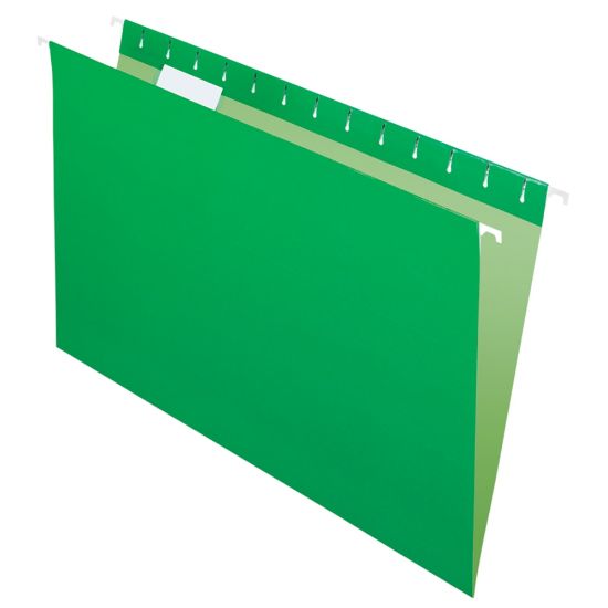 Picture of Office Depot Brand 2-Tone Hanging File Folders, 1/5 Cut, 8 1/2in x 14in, Legal Size, Green, Box Of 25 Folders