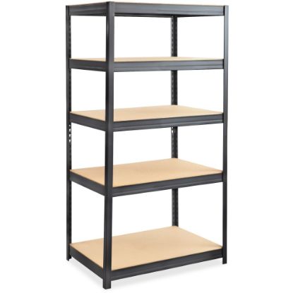 Picture of Safco Heavy-duty Boltless Steel Shelving Unit - 5 Tier(s) - 72in Height x 36in Width x 24in DepthFloor - Sturdy, Durable, Heavy Duty, Adjustable Shelf - Powder Coated - Black - Wood, Steel, Particleboard - 1 Each