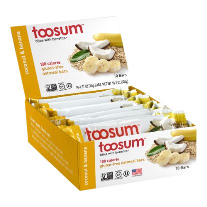 Picture of Toosum Healthy Foods Oatmeal Bars, Coconut and Banana, 1.07 Oz, Pack Of 20 Bars