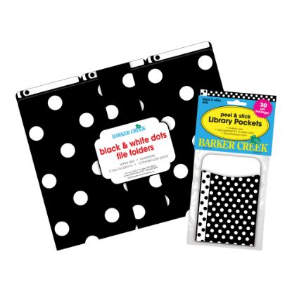 Picture of Barker Creek Folder/Pocket Set, 9in x 12in, Black & White Dot, Set of 42