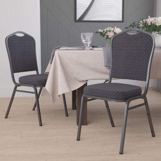 Picture of Flash Furniture HERCULES Fabric Crown-Back Stacking Banquet Chair, Black/Silver