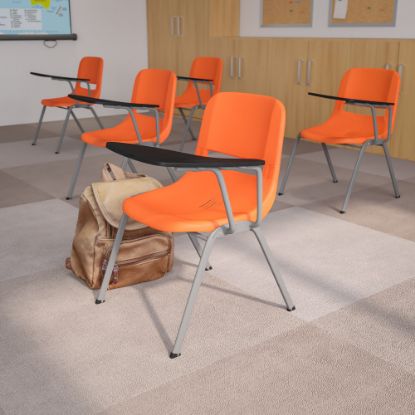 Picture of Flash Furniture Ergonomic Shell Chairs, Orange, Set Of 5 Chairs