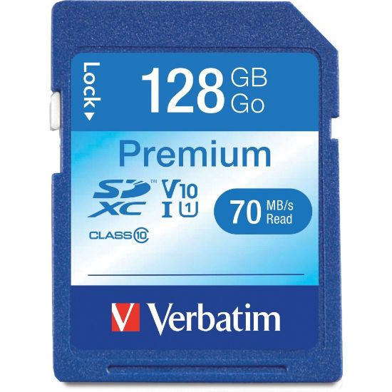 Picture of Verbatim Premium UHS-I Class 10 SDXC Memory Card, 128GB