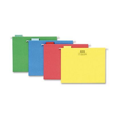 Picture of Sparco 1/5-Cut Color Hanging File Folders, Letter Size, Assorted, Box Of 25