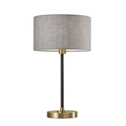 Picture of Adesso Bergen Table Lamp, 24inH, Gray Shade/Black And Antique Brass Base