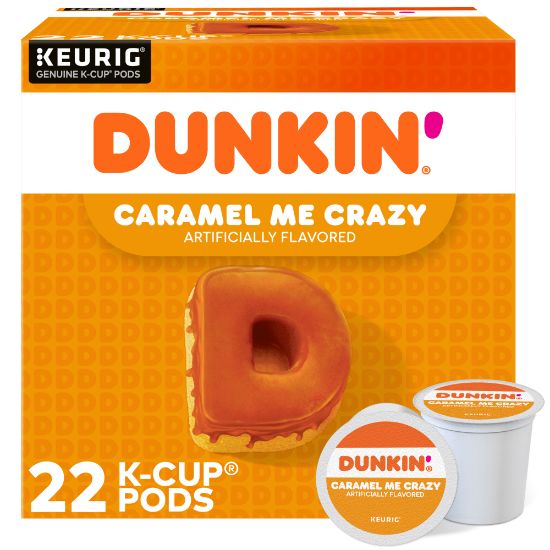 Picture of Dunkin Donuts Coffee K-Cup Pods, Caramel Me Crazy, Medium Roast, Box Of 22 Pods