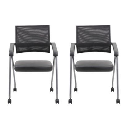 Picture of Boss Office Products Nesting Chairs, Black/Pewter, Set Of 2