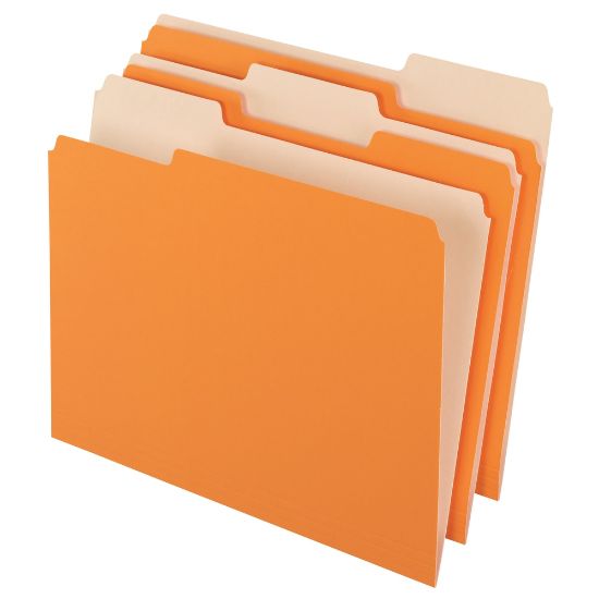 Picture of Office Depot Brand 2-Tone File Folders, 1/3 Tab, Letter Size, Orange, Pack Of 100