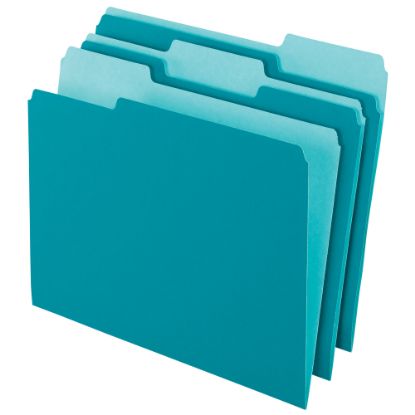 Picture of Office Depot Brand 2-Tone File Folders, 1/3 Tab, Letter Size, Teal, Pack Of 100