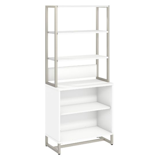 Picture of Bush Business Furniture Method 68inH Bookcase With Hutch, White, Standard Delivery