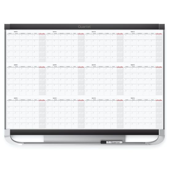 Picture of Quartet Prestige 2 Magnetic Dry-Erase 12 Month Calendar Board, 36in x 24in, Total Erase Surface