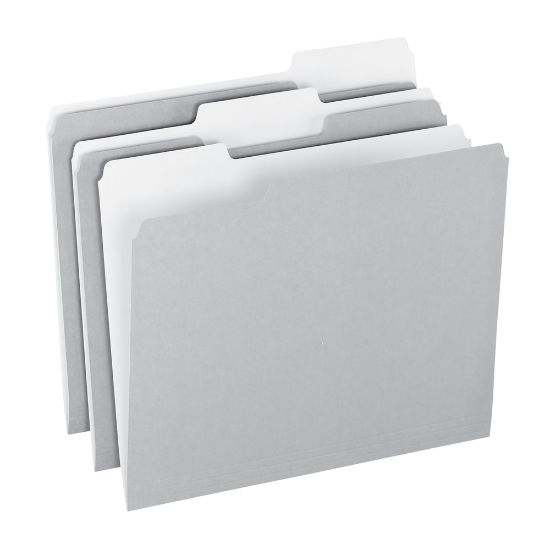 Picture of Office Depot Brand 2-Tone File Folders, 1/3 Cut, Letter Size, Gray, Box Of 100