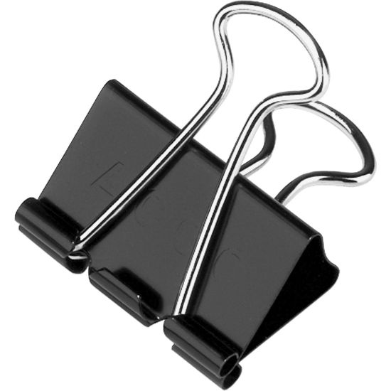 Picture of ACCO Binder Clips, 1.25in W, 0.625in Capacity, Black/Silver, Pack Of 12