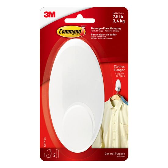 Picture of Command Large Clothes Hanger, 1-Command Hook, 2-Command Strips, Damage-Free, White