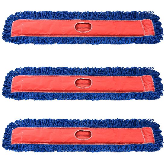 Picture of Alpine Microfiber Dust/Dry Mop Replacement Heads, 36in, Blue, Pack Of 3 Heads