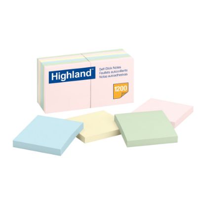 Picture of Highland Notes, 3 in x 3 in, 12 Pads, 100 Sheets/Pad, Assorted Pastel Colors