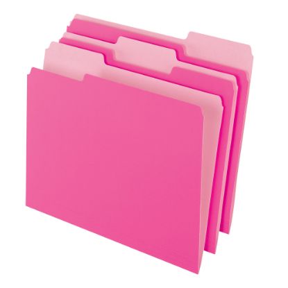 Picture of Office Depot Brand 2-Tone File Folders, 1/3 Tab, Letter Size, Pink, Pack Of 100