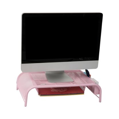 Picture of Mind Reader Metal Mesh Monitor Stand, 5-1/2inH x 11-1/2inW x 20inD, Pink