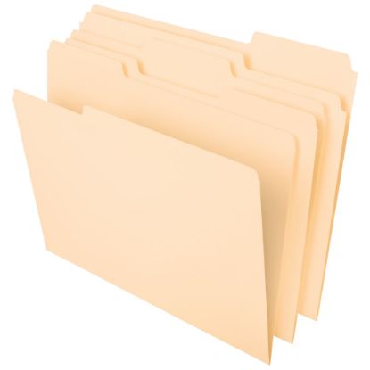 Picture of Office Depot Brand File Folders, 1/3 Tab Cut, Assorted Position, Letter Size, Manila, Pack Of 100 Folders