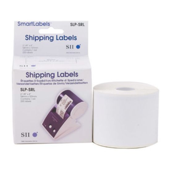 Picture of Seiko SmartLabel SLP-SRL Shipping Direct Thermal Labels, SKPSLPSRL, Rectangle, 2 1/8inW x 4inL, White, Roll Of 220 Labels