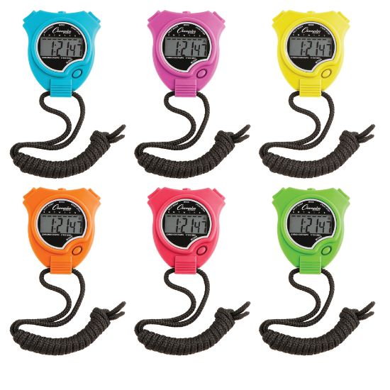 Picture of Champion Sports Stopwatches, Assorted Neon Colors, Pack Of 6 Stopwatches