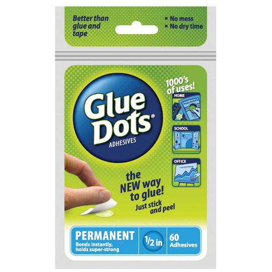 Picture of Permanent Glue Dots, Blue, Pack Of 60