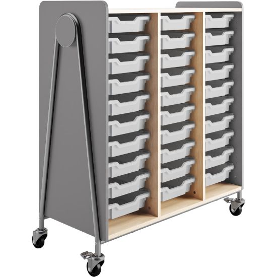 Picture of Safco Whiffle Triple-Column 30-Drawer Rolling Storage Cart, 48inH x 43-1/4inW x 19-3/4inD, Gray