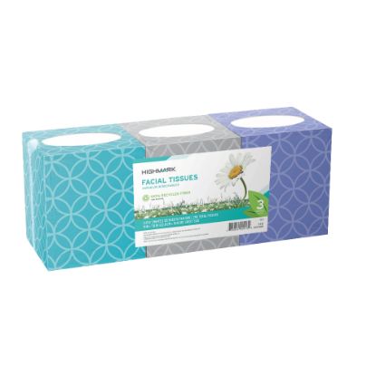 Picture of Highmark ECO 2-Ply Facial Tissue, 100% Recycled, White, 85 Tissues Per Box, Pack Of 3 Boxes