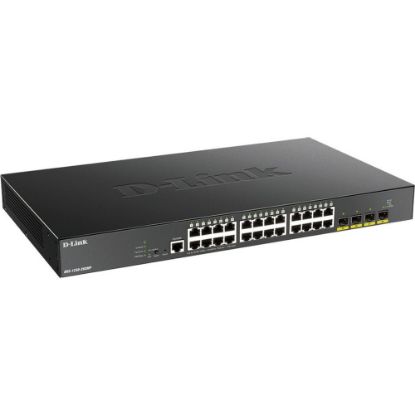 Picture of D-Link 28-Port 10-Gigabit Smart Managed PoE Switch - 28 Ports - Manageable - 3 Layer Supported - Modular - 39.10 W Power Consumption - 370 W PoE Budget - Twisted Pair, Optical Fiber - PoE Ports - Rack-mountable - Lifetime Limited Warranty