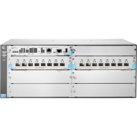 Picture of HPE 5406R 16-port SFP+ (No PSU) v3 zl2 Switch - Manageable - 10 Gigabit Ethernet - 10GBase-X - 3 Layer Supported - Modular - Optical Fiber - 4U High - Rack-mountable - Lifetime Limited Warranty