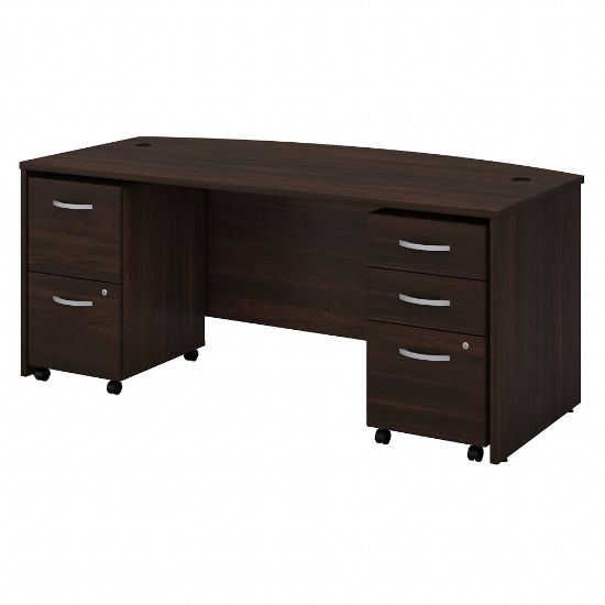 Picture of Bush Business Furniture Studio C 72inW Bow-Front Computer Desk With Mobile File Cabinets, Black Walnut, Standard Delivery