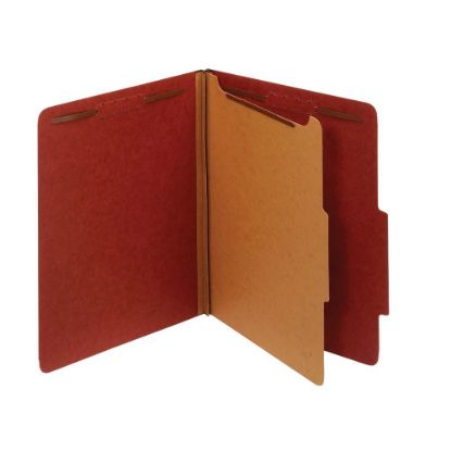 Picture of Office Depot Brand Pressboard Classification Folders With Fasteners, 1 Divider, Letter Size (8-1/2in x 11in), 2in Expansion, Red, Box Of 10