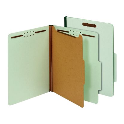 Picture of Office Depot Brand Classification Folders, 1 Divider, Letter Size (8-1/2in x 11in), 1-3/4in Expansion, Light Green, Box Of 10