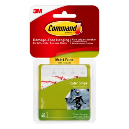 Picture of Command Poster Strips, 48 Command Strips, Damage Free Hanging of Dorm Room Posters, White