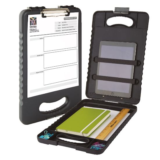 Picture of Office Depot Brand Portable Tablet Storage Clipboard Case, 16-1/8inH x 10-1/4inW x 1-5/8inD, Charcoal