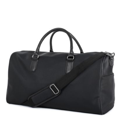 Picture of Bugatti Gin & Twill Textured Vegan Leather Duffle Bag With 14in Laptop Pocket, Black