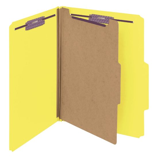 Picture of Smead Classification Folders, With SafeSHIELD Coated Fasteners, 1 Divider, 2in Expansion, Letter Size, Yellow, Box Of 10