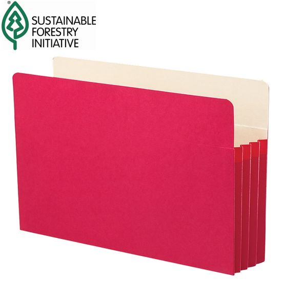 Picture of Smead Color File Pockets, 3 1/2in Expansion, 9 1/2in x 14 3/4in, Red