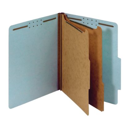 Picture of Office Depot Brand Pressboard Classification Folders With Fasteners And 2 Dividers, Letter Size, 100% Recycled, Light Blue, Box Of 10