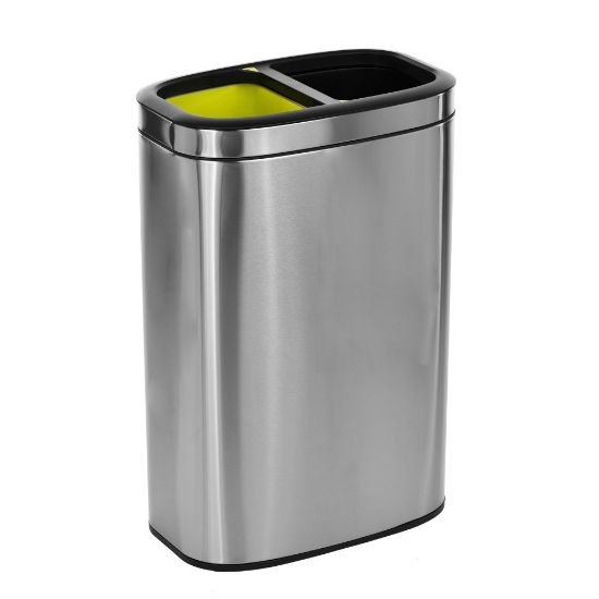 Picture of Alpine Stainless Steel Trash Can, 10.5 Gallon, Dual Compartment, Stainless Steel