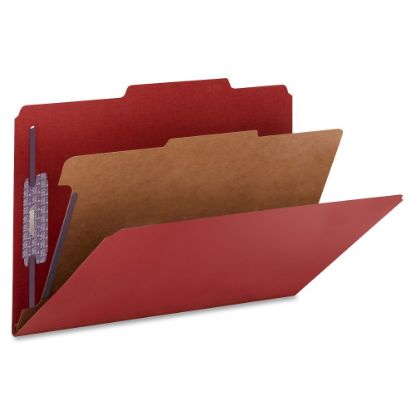 Picture of Smead Classification Folders, Presentation With SafeSHIELD Fasteners, 1 Divider, 2in Expansion, Legal Size, 50% Recycled, Bright Red, Box Of 10