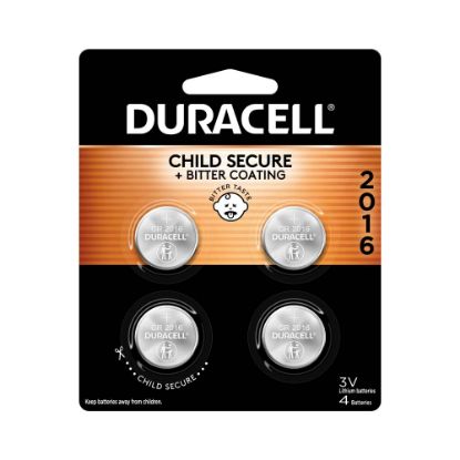 Picture of Duracell 2016 3V Lithium Coin Batteries, Pack of 4