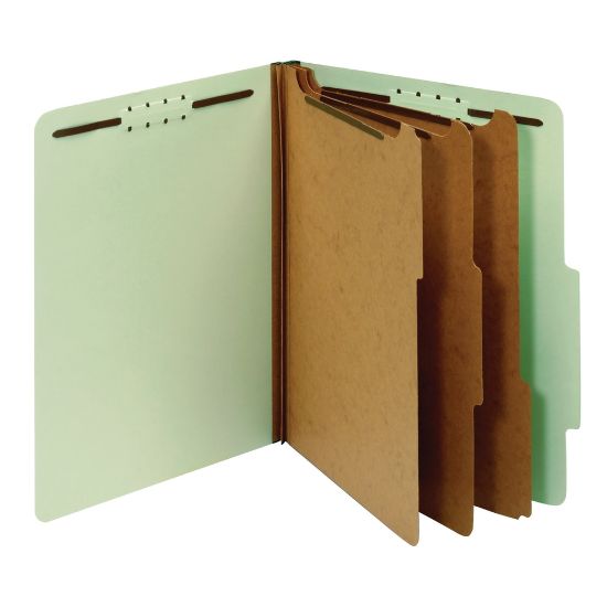 Picture of Office Depot Brand Pressboard Classification Folders With Fasteners, Letter Size, 100% Recycled, Light Green, Box Of 10