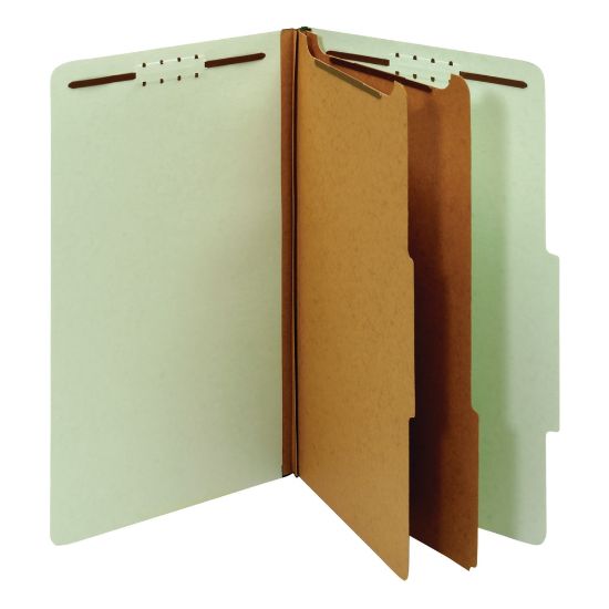 Picture of Office Depot Brand Pressboard Classification Folders With Fasteners, Legal Size, 100% Recycled, Light Green, Pack Of 10 Folders