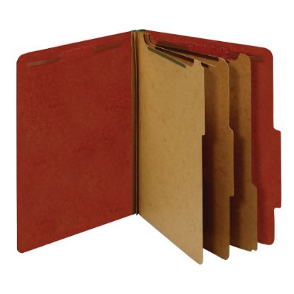 Picture of Office Depot Brand Pressboard Classification Folders With Fasteners, Letter Size, 100% Recycled, Red, Pack Of 10 Folders