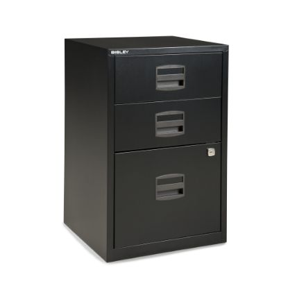 Picture of Bisley 14-13/16inD Vertical 3-Drawer Under-Desk File Cabinet, Black