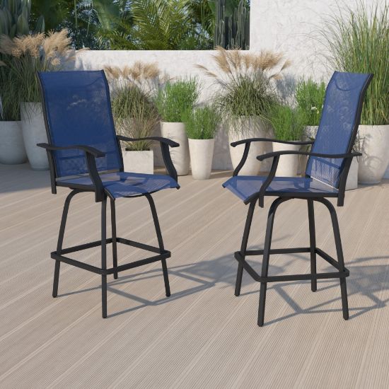 Picture of Flash Furniture Valerie Patio Bar Stools, Navy, Set Of 2 Stools