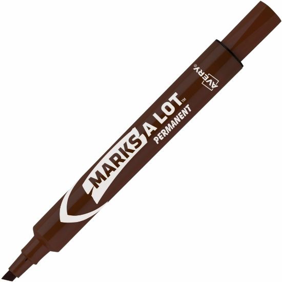 Picture of Avery Large Desk-Style Permanent Markers, Chisel Point, 4.76 mm, Brown, Pack Of 12